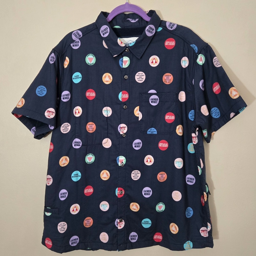 California Cowboy High Water Lined Button Shirt XL Blue LGBTQ Gay Pride
